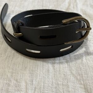 Time And Tru Punched Black Leather Belt - Women's Size S/M